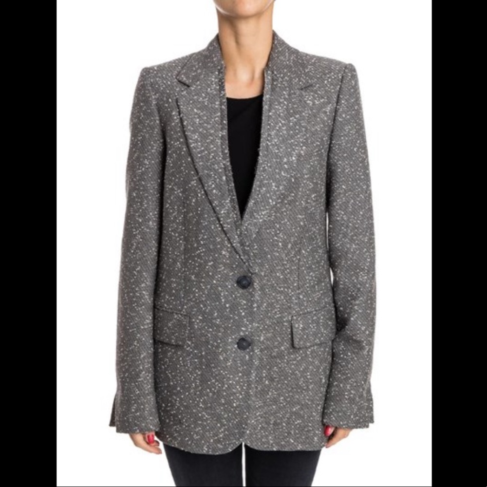 Stella McCartney Gray Melange and White Wool Blend Runway Blazer Coat NWT Sz 40